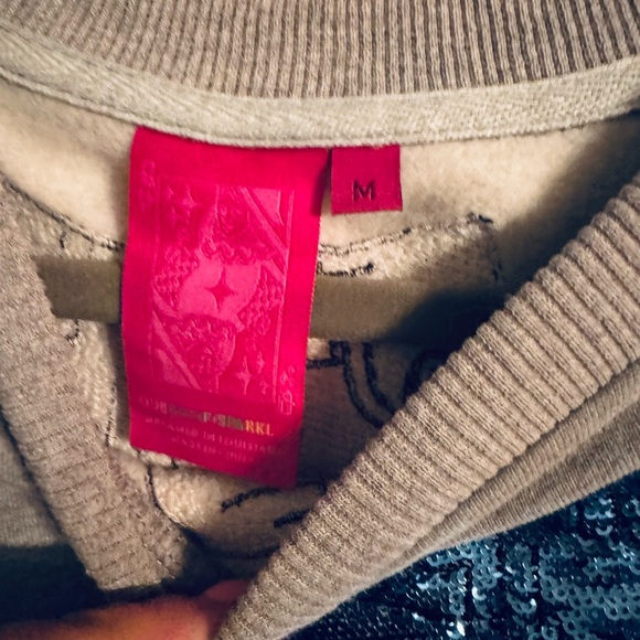 Queen Of Sparkles Gray Sweatshirt with Blue Sequin Design - Picture 5 of 5